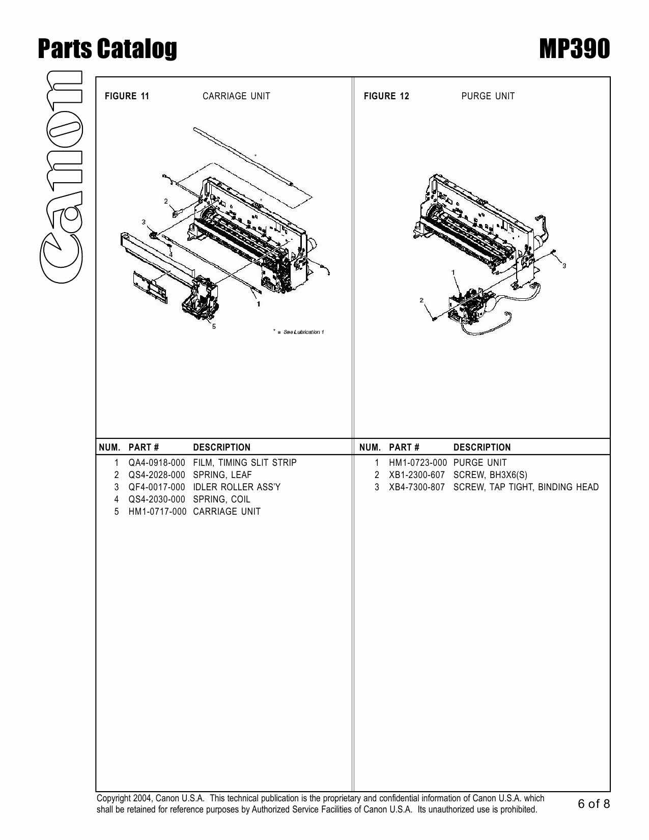 Canon MultiPASS MP-390 Parts Catalog Manual-6